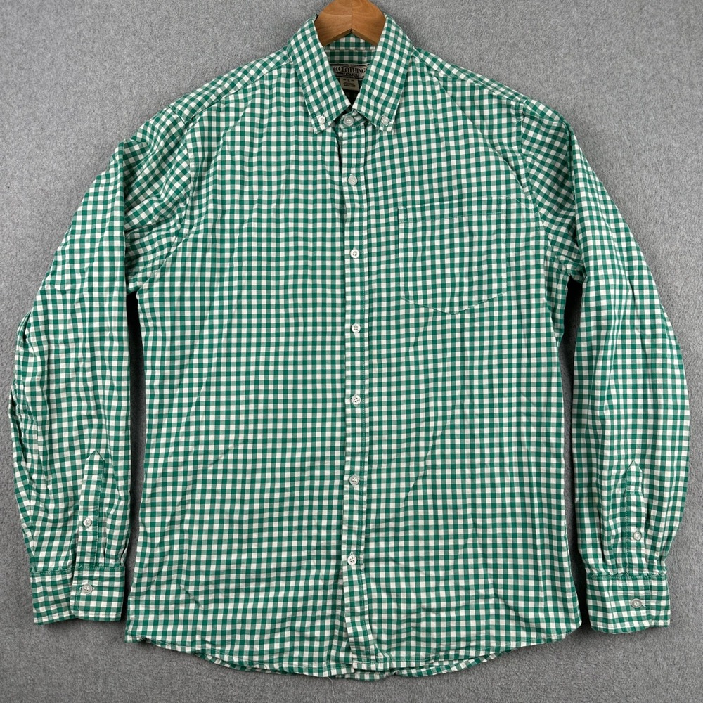 Chor Clothing Co Button Down Mens L Green Gingham Plaid Long Sleeve Shirt Cotton
